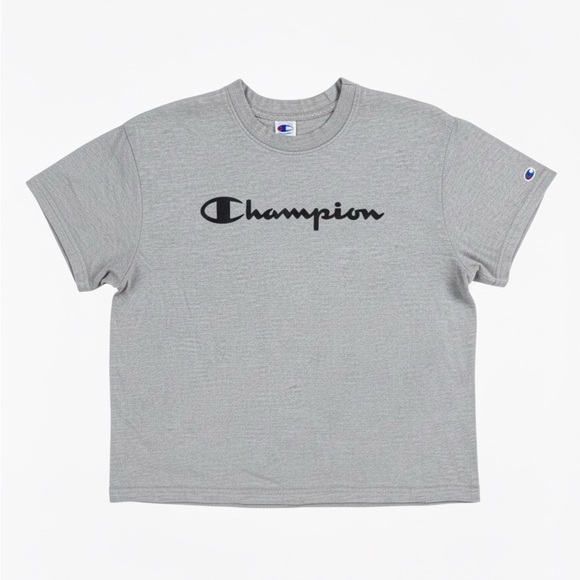 Champion Heather Gray Tee with Logo - Picture 1 of 2